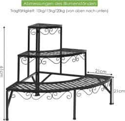 3-Tier Metal Flower Stairs, Plant Stand, Multifunctional Plant Shelf, Display Shelf for Indoor and Outdoor Use
