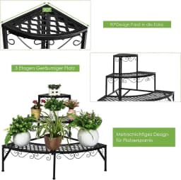 3-Tier Metal Flower Stairs, Plant Stand, Multifunctional Plant Shelf, Display Shelf for Indoor and Outdoor Use