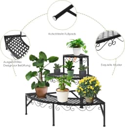 3-Tier Metal Flower Stairs, Plant Stand, Multifunctional Plant Shelf, Display Shelf for Indoor and Outdoor Use