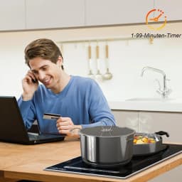 Induction Hob 2 Plates with Plug, Hob Self-sufficient Frame, Built-in Induction Hob 29 cm, 3500 Watt, Flexible Combined Zone