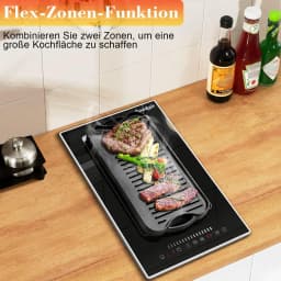 Induction Hob 2 Plates with Plug, Hob Self-sufficient Frame, Built-in Induction Hob 29 cm, 3500 Watt, Flexible Combined Zone
