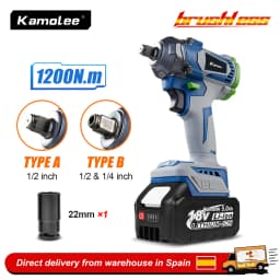 Kamolee 1200N.M Torque Brushless Electric Impact WrenchIn 1/2 1/4 Lithium-Ion Battery