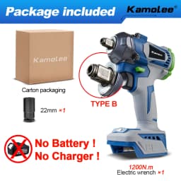 Kamolee 1200N.M Torque Brushless Electric Impact WrenchIn 1/2 1/4 Lithium-Ion Battery