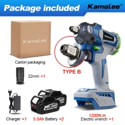 Kamolee 1200N.M Torque Brushless Electric Impact WrenchIn 1/2 1/4 Lithium-Ion Battery