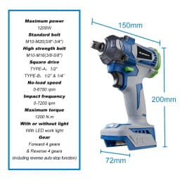 Kamolee 1200N.M Torque Brushless Electric Impact WrenchIn 1/2 1/4 Lithium-Ion Battery