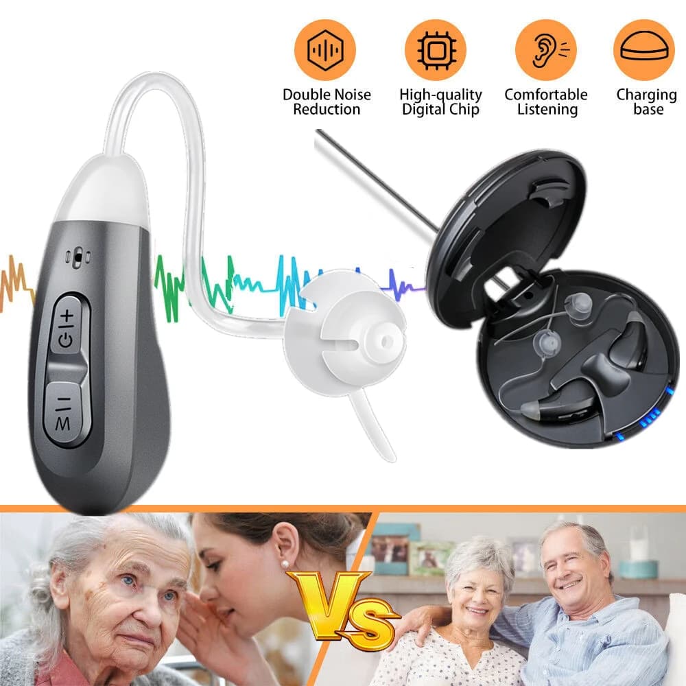 JINGHAO Digital Hearing Aids Rechargeable Invisible BTE Hearing Loss Ear Aids Sound Device for Elderly