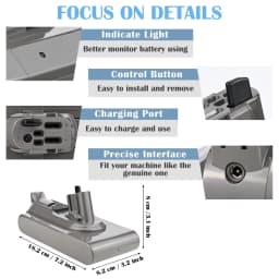 SWAREY 6000mAh V11 V15 Click-in Battery Replacement for Dyson V11, V15 Detect, with snap-on design