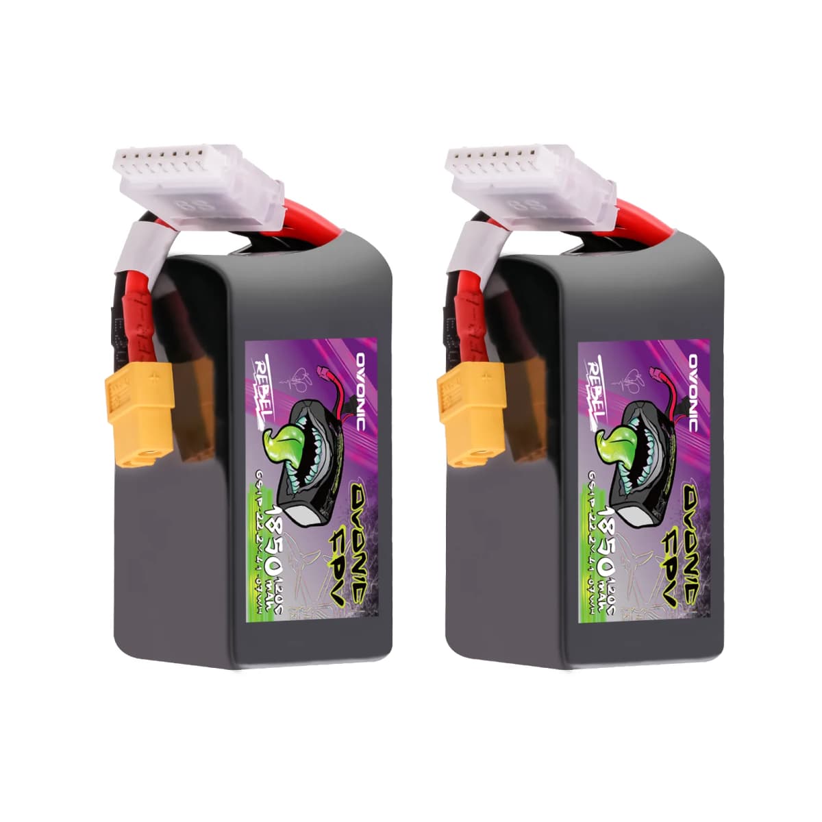 Ovonic 6S Lipo Battery 1850mah 120C 22.2V FPV Pack with XT60 Plug for 5 to 6 inch FPV Drones Racing Freestyle Drones(2P