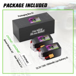 Ovonic 6S Lipo Battery 1850mah 120C 22.2V FPV Pack with XT60 Plug for 5 to 6 inch FPV Drones Racing Freestyle Drones(2P