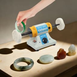320W Jewelry Polisher Adjustable Speed with Cloth Wheels Polishing Machine, Multi-Function Bench Buffer Polisher, EU Plug