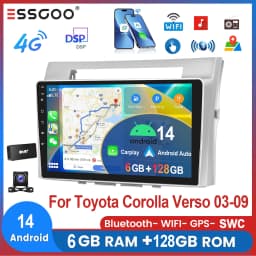 ESSGOO 9" For Toyota Corolla Verso 2003-09 Android 14 Car Stereo Radio Wireless Carplay Android Auto GPS Nav 4G WIFI DSP 6+128G