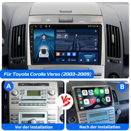 ESSGOO 9" For Toyota Corolla Verso 2003-09 Android 14 Car Stereo Radio Wireless Carplay Android Auto GPS Nav 4G WIFI DSP 6+128G
