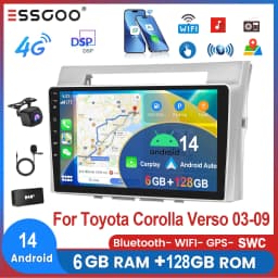 ESSGOO 9" For Toyota Corolla Verso 2003-09 Android 14 Car Stereo Radio Wireless Carplay Android Auto GPS Nav 4G WIFI DSP 6+128G