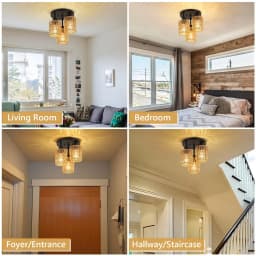 JOYINLED Handmade Rattan Ceiling Lamp Woven Boho Chandelier with E27 Socket Wicker Pendant Light for Bedroom Dining Hallway
