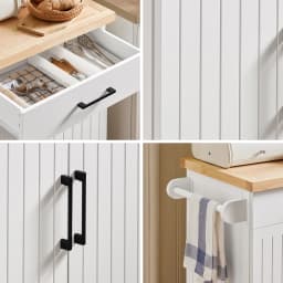 SoBuy FKW119-WN Kitchen Carts with Work plate serving trolley with Roller Trolley kitchen Kitchen Island Kitchens wardrobe White-Nature