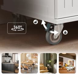 SoBuy FKW119-WN Kitchen Carts with Work plate serving trolley with Roller Trolley kitchen Kitchen Island Kitchens wardrobe White-Nature
