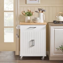 SoBuy FKW119-WN Kitchen Carts with Work plate serving trolley with Roller Trolley kitchen Kitchen Island Kitchens wardrobe White-Nature