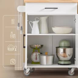 SoBuy FKW119-WN Kitchen Carts with Work plate serving trolley with Roller Trolley kitchen Kitchen Island Kitchens wardrobe White-Nature