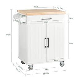SoBuy FKW119-WN Kitchen Carts with Work plate serving trolley with Roller Trolley kitchen Kitchen Island Kitchens wardrobe White-Nature
