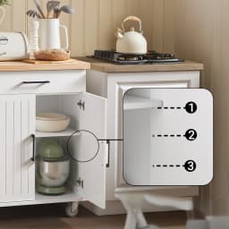 SoBuy FKW119-WN Kitchen Carts with Work plate serving trolley with Roller Trolley kitchen Kitchen Island Kitchens wardrobe White-Nature