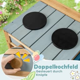 Children's Outdoor Mud Kitchen,Wooden with Sink,Play Kitchen with Hooks and Removable Shelf,for Children from 3 Years