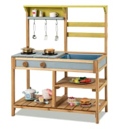 Children's Outdoor Mud Kitchen,Wooden with Sink,Play Kitchen with Hooks and Removable Shelf,for Children from 3 Years