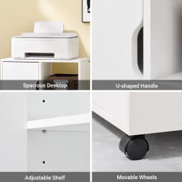 Sobuy Fbt105-W Printer Cart with 2 Drawers & 1 Door File Cabinet Rolling Container Office Cart Side Cart Office Container White