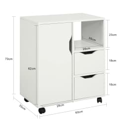 Sobuy Fbt105-W Printer Cart with 2 Drawers & 1 Door File Cabinet Rolling Container Office Cart Side Cart Office Container White