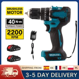 Brushless Electric Impact Drill 40Nm 2200RPM Cordless Screwdriver Power Tool Compatible with Makita 18V Battery With Impact Mode