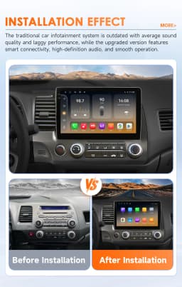 10.1 " Hizpo 2Din Android Auto Car Radio for Honda Civic 2006 - 2011 Snapdragon 6115 GPS RDS DSP BT 4G CarPlay SWC 360 ° CAM