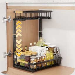 2 Tier Under Sink Organizer Sliding Cabinet Basket Storage Rack Pull-out Finishing Seasoning Bathroom Kitchen Organizer