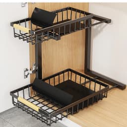 2 Tier Under Sink Organizer Sliding Cabinet Basket Storage Rack Pull-out Finishing Seasoning Bathroom Kitchen Organizer