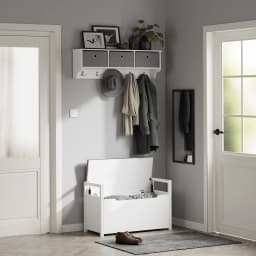 Sobuy Fsr76-W Storage Chest with Seat Surface, Storage Bench with Storage Space, Storage Chest with Flap, Toy Chest, Load Capacity 120 Kg, White