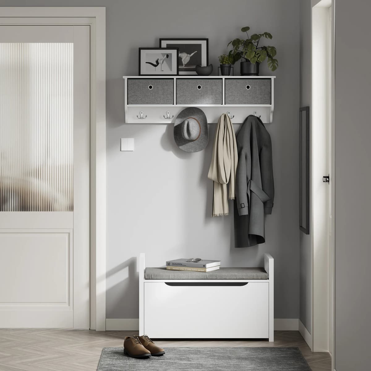 Sobuy Fsr76-W Storage Chest with Seat Surface, Storage Bench with Storage Space, Storage Chest with Flap, Toy Chest, Load Capacity 120 Kg, White