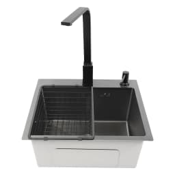 45x40cm 201 Stainless Steel Large Capacity Kitchen Sink Stainless Steel rustproof Sink Faucet with Drains Black