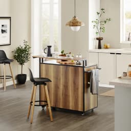Sobuy Knl02-Pf Design Kitchen Cart with Countertop Kitchen Island with Doors and Drawers Sideboard on Wheels Kitchen Trolley