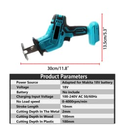 Cordless Reciprocating Saw Adjustable Speed Electric Saw Wood Metal Pipe Cutting Power Tool Suitable for Makita 18v Battery