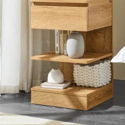 SoBuy FBT49 side table, bedside table, nightstand dresser with 1 drawer and 3 shelves, natural color, WDH approx. 39x65x39cm