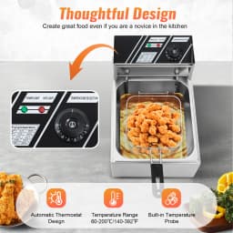 6L 2.5kw Stainless Steel Single Tank Electric Fryer Electric Submersible Fryer for Making Chips, Fried Chicken