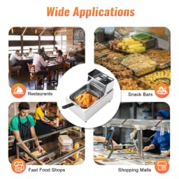 6L 2.5kw Stainless Steel Single Tank Electric Fryer Electric Submersible Fryer for Making Chips, Fried Chicken
