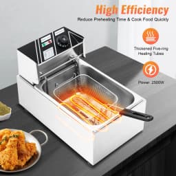 6L 2.5kw Stainless Steel Single Tank Electric Fryer Electric Submersible Fryer for Making Chips, Fried Chicken