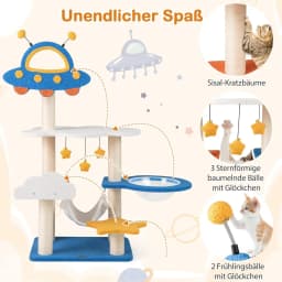 Small Space Theme Cat Tree with UFO Platform, Toy, Sisal Scratching Posts, Hammock & Space Capsule, Cat Scratching Post