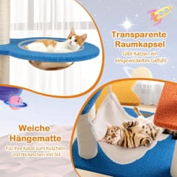 Small Space Theme Cat Tree with UFO Platform, Toy, Sisal Scratching Posts, Hammock & Space Capsule, Cat Scratching Post
