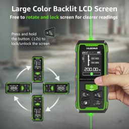 Huepar BLM-100G Dual Laser Rangefinder 200M Green Beam Laser Measure Meter Unit High Accuracy Measurement Tool & LCD Backlit