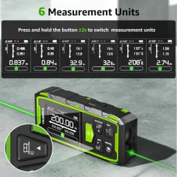 Huepar BLM-100G Dual Laser Rangefinder 200M Green Beam Laser Measure Meter Unit High Accuracy Measurement Tool & LCD Backlit