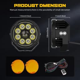 HAOLIDE Newest Amber Strobe 5" Motorcycle Work Light With Wire Harness White Yellow LED Driving Lights For Motorbike BMW 12V-80V