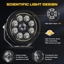 HAOLIDE Newest Amber Strobe 5" Motorcycle Work Light With Wire Harness White Yellow LED Driving Lights For Motorbike BMW 12V-80V