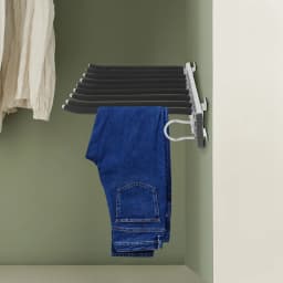 9 Arms Pull Out Trousers Rack Retractable Right Installation Closet Pants Scarves Telescopic Slide Rail Hanger