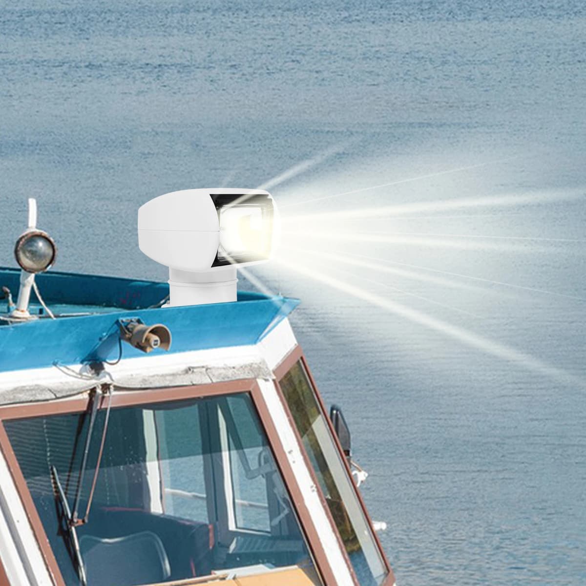 100W 12V Boat Spotlight Marine Halogen Search Spot Lights for Boats,Remote Control Bulb Multi-angled And Long-range Lighting