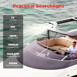 100W 12V Boat Spotlight Marine Halogen Search Spot Lights for Boats,Remote Control Bulb Multi-angled And Long-range Lighting